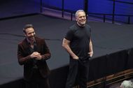 (L-R) Charlie Cox (Matt Murdock/Daredevil) and Vincent D'Onofrio (Wilson Fisk/Kingpin) speak during the Daredevil: Born Again red-carpet launch event at The Hudson Theater on February 24, 2025 in New York City. Image via: Getty